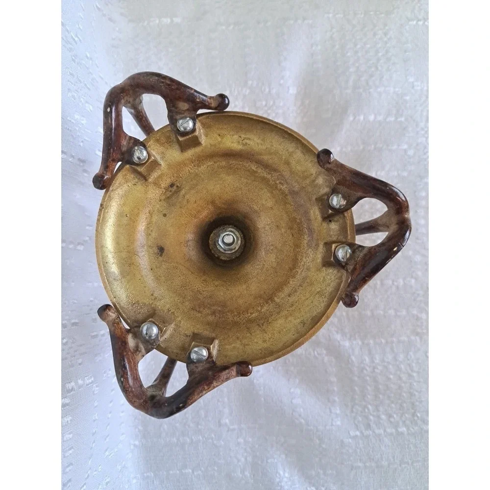 Antique Bronze Cup Louis XVI Style 19 Century 3 Legs Candle Holder 7 X 6 Inches